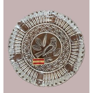 Hofbauer Byrdes Ashtray‎ West German Lead Crystal Clear VTG Bird Design 7.25in